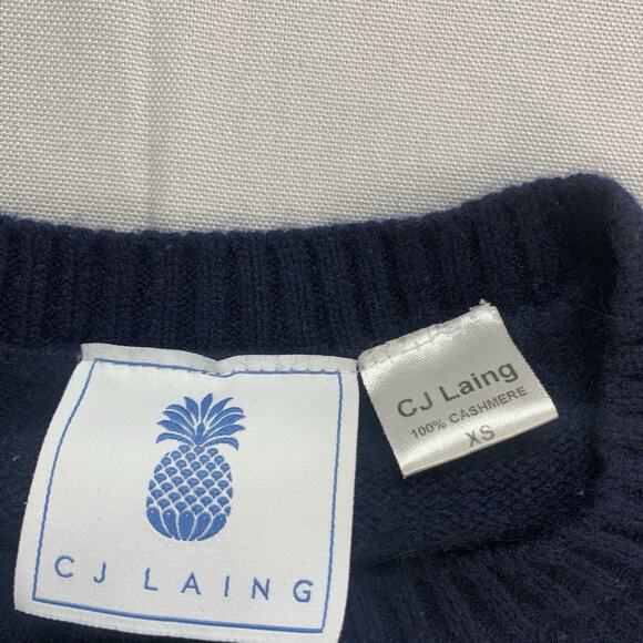 CJ Laing Womens Cotton Long Sleeve Striped Knit Sweater Navy Size XS - Picture 3 of 7